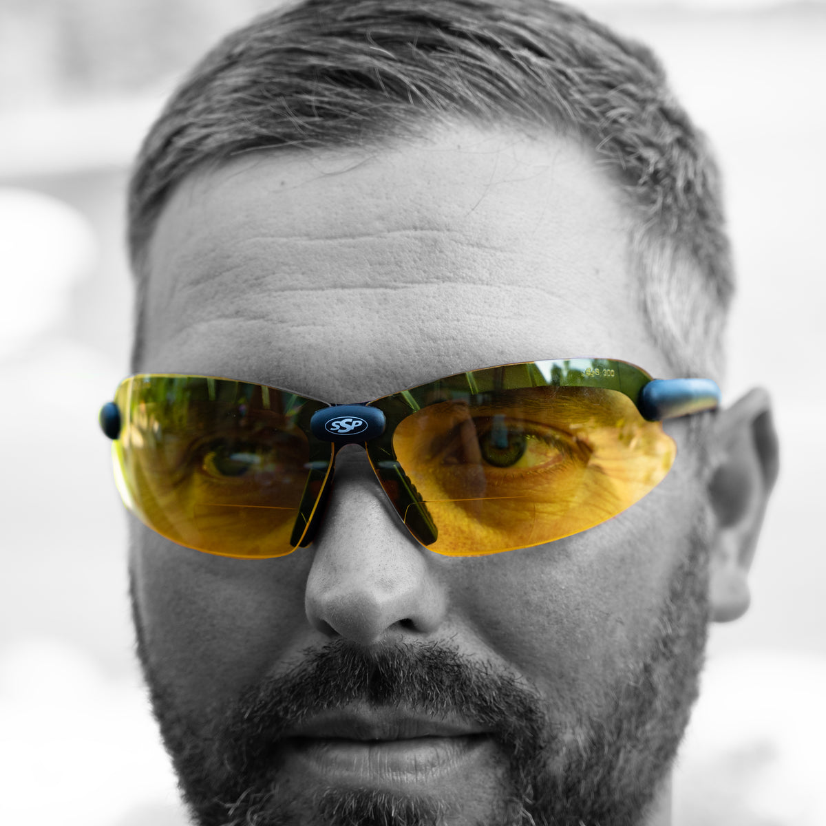 Close-up of Denial glasses showing the lower reading segment