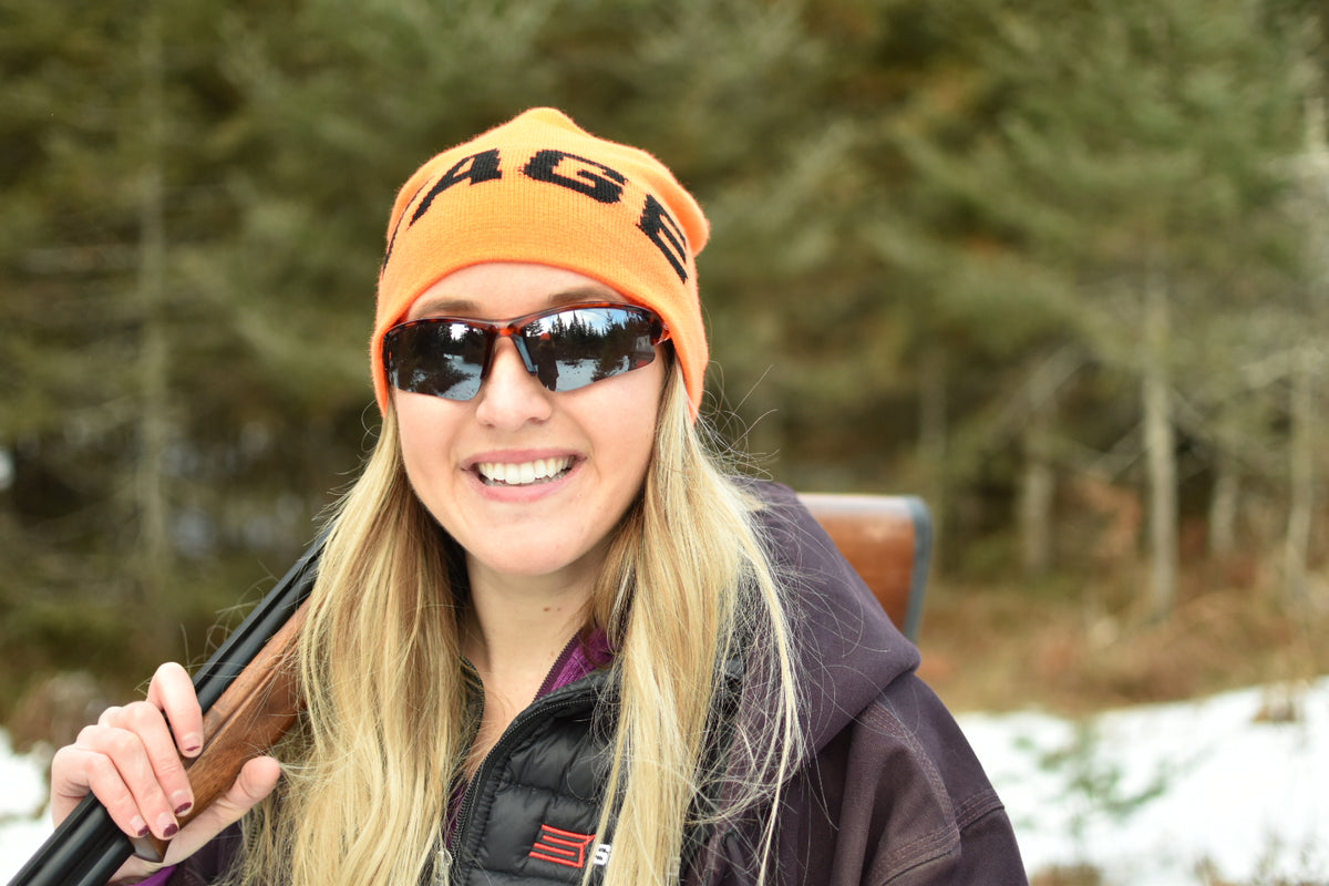 Woman wearing mirrored Entiat eyewear outdoors