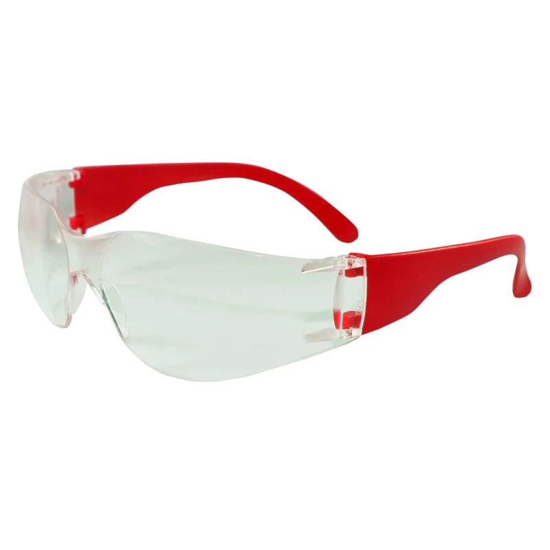 PRO safety glasses with Red temples and clear lenses