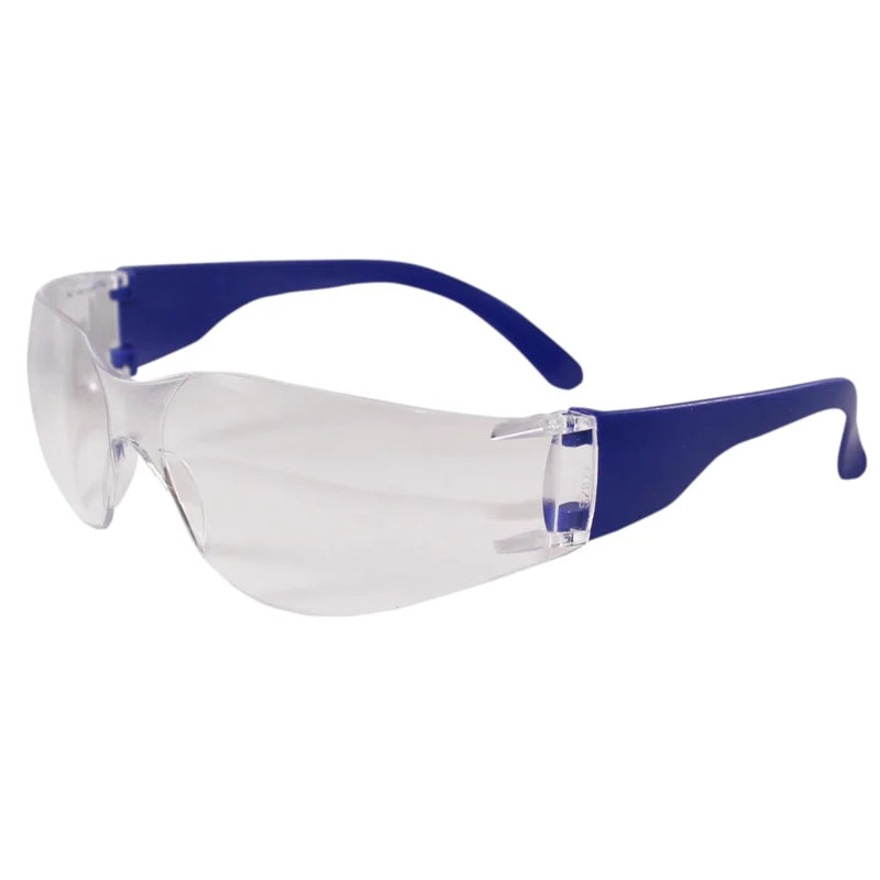 PRO safety glasses with Blue temples and clear lenses