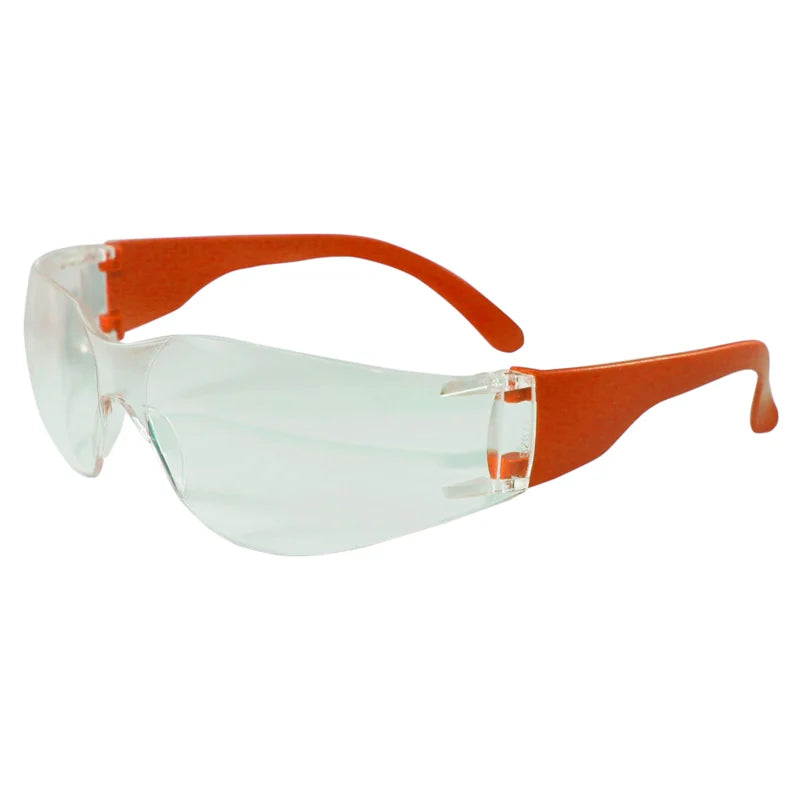 PRO safety glasses with Orange temples and clear lenses