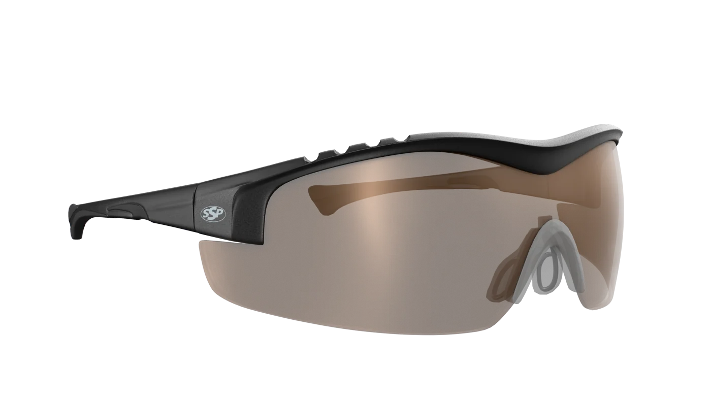 Front angle — Frame shown in black with a Copper Bronze lens. Explore other tints in the lens preview below.