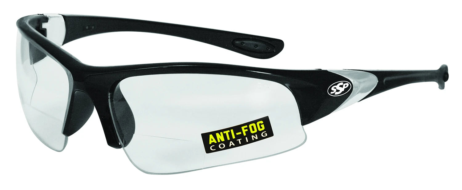 Entiat Bifocal Safety Glasses — Black, Crystal Clear NVR Fog™