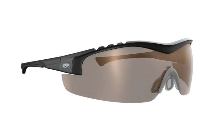 Front angle — Example fit views: black Methow frame with a Copper Bronze lens. Refer to this product’s listed contents and selected options for what is included.