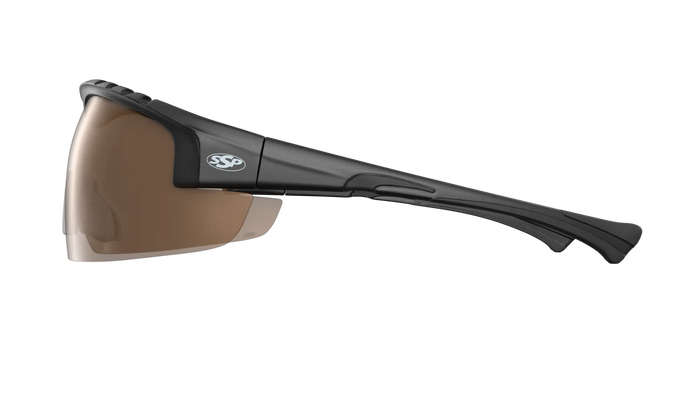 Side profile — Example fit views: black Methow frame with a Copper Bronze lens. Refer to this product’s listed contents and selected options for what is included.