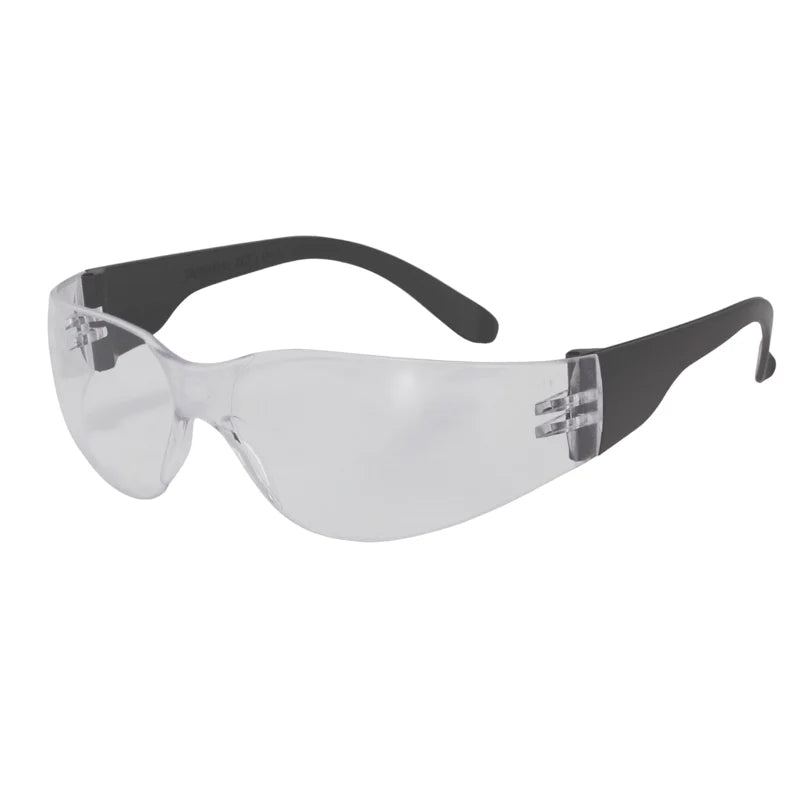 PRO safety glasses with black temples and clear lenses